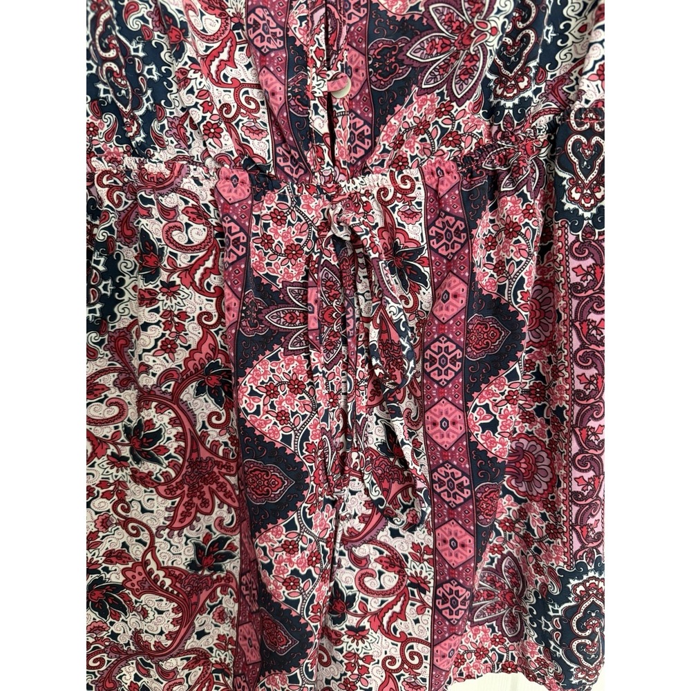 Honey Punch Pink Boho Paisley Long Sleeve Romper - Size S Festival - Picture 3 of 10
